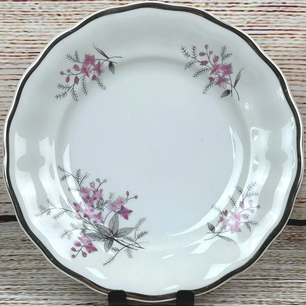 Favolina Karolina Jarolina Porcelain Salad Plate 3879 Floral Silver Scalloped 12
